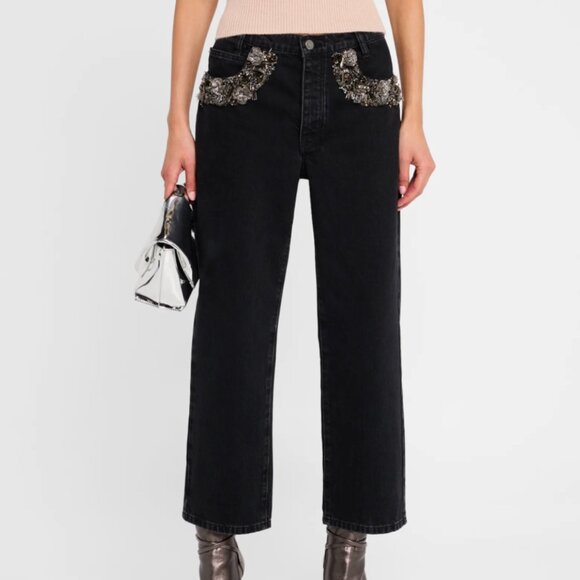 Frame Atelier of Denim The Beaded Hang Embellished Bling Black Jeans 27 NWT $598 - Picture 8 of 8